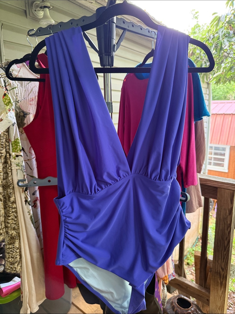 NWT Cup she Women’s Swimsuit in purple V-Neck One-Piece Swimsuit XL